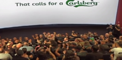 Carlsberg stunts with bikers in cinema